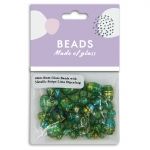 Glass Beads 4-8mm Stripe Lime Pack 50pcs